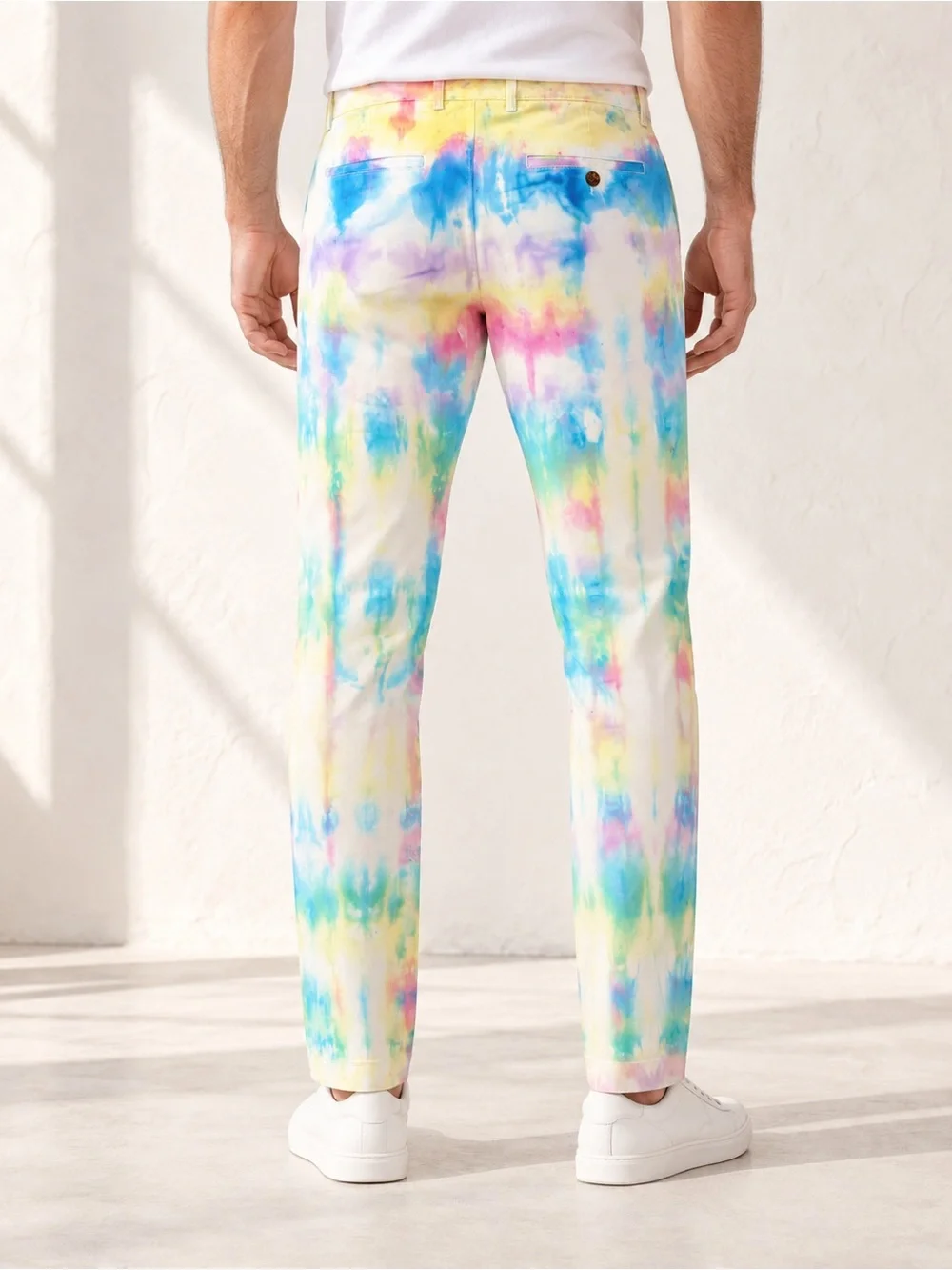 J.Crew Mens 32x34 Slim Fit Flex Chino Pants Pastel Tie Dye Watercolor Stretch